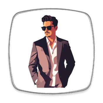 Gentleman Noir Powerlook Style urbain décontracté - Magnet carré - blanc - Devant