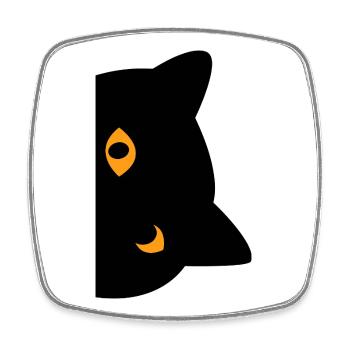 black cat - Square fridge magnet - white - Front