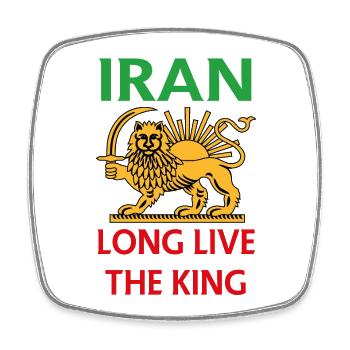 Emblème du Lion d’Iran : Vive le Roi - Magnet carré - blanc - Devant