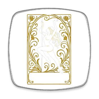 Abstrakte Pole Dance Frau im edlen Jugendstil - Viereckiger Kühlschrankmagnet - Weiß - Vorne