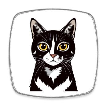 Cat Portrait Black White Cat Contrast Motif - Square fridge magnet - white - Front