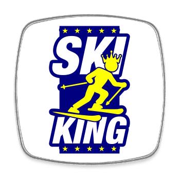 Ski King - Magnet carré - blanc - Devant