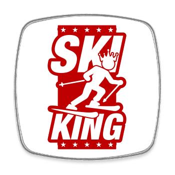 Ski King - Magnet carré - blanc - Devant