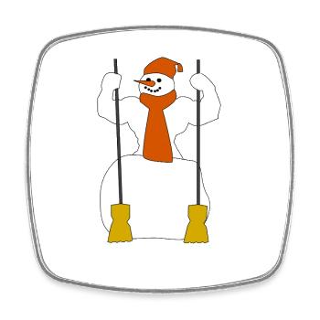 Figure de neige hivernale - Magnet carré - blanc - Devant