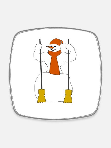 Winter snow figure - Square fridge magnet - white