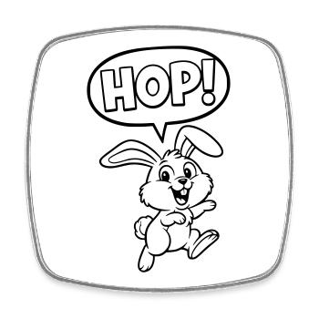 HOP! Hase Springen Outline Comic - Viereckiger Kühlschrankmagnet - Weiß - Vorne