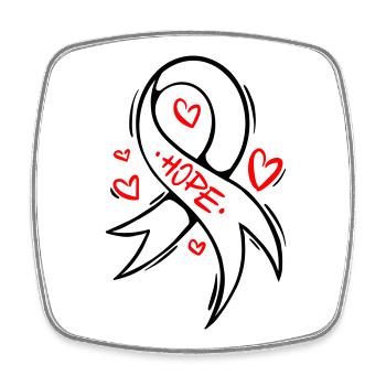 Hope Heart Cancer Loop - Square fridge magnet - white - Front