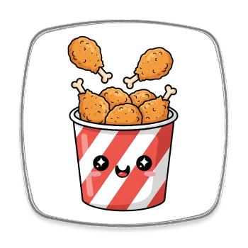 Kawaii Fried Chicken Bucket - Square fridge magnet - white - Front