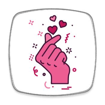 Kpop Musique coréenne Doigts mignons Cœur Amour Corée - Magnet carré - blanc - Devant
