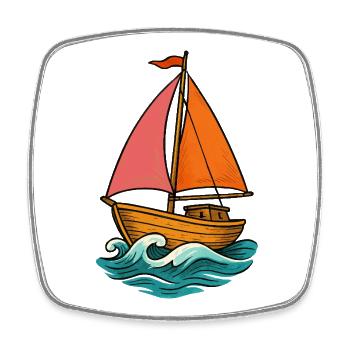 Voilier au bord de la mer - Magnet carré - blanc - Devant