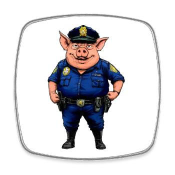 Police des cochons - Magnet carré - blanc - Devant