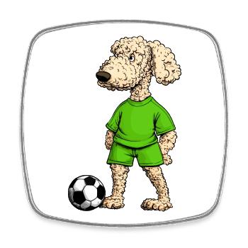Poodle Soccer Dog - Square fridge magnet - white - Front