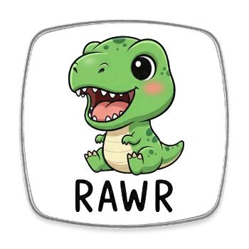Funny T-Rex Dinosaur Cartoon Joy Laughing - Square fridge magnet - white - Front