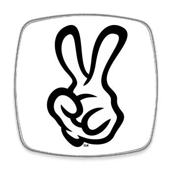 Victory Handzeichen (Linke Hand / POS / 2C) - Viereckiger Kühlschrankmagnet - Weiß - Vorne