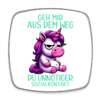 Geh mir aus dem Weg du unnötiger Sozialkontakt - Viereckiger Kühlschrankmagnet - Weiß - Vorne