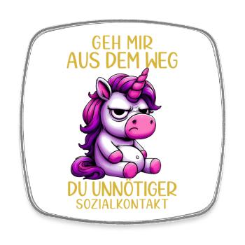 Geh mir aus dem Weg du unnötiger Sozialkontakt - Viereckiger Kühlschrankmagnet - Weiß - Vorne