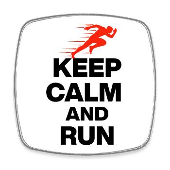 KEEP CALM AND RUN! RUNNER MARATHON GIFT JOGGING - Square fridge magnet - white - Front
