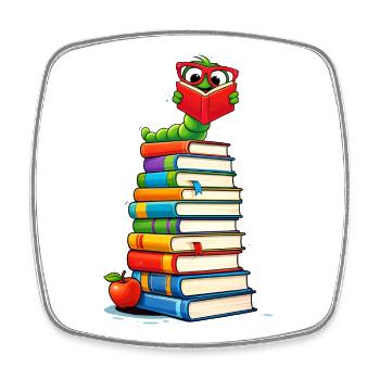 Clever bookworm with glasses - Square fridge magnet - white - Front