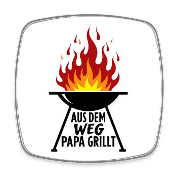 Grillen Grillsaison Papa Am Grill Papa Grillt - Viereckiger Kühlschrankmagnet - Weiß - Vorne