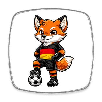 Fußball Fuchs Deutschland Fan Deutsche Flagge - Viereckiger Kühlschrankmagnet - Weiß - Vorne