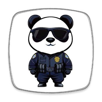 Polizei Pandas - Viereckiger Kühlschrankmagnet - Weiß - Vorne