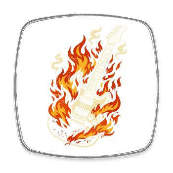 E-Gitarre Brennend Rock Geschenk - Viereckiger Kühlschrankmagnet - Weiß - Vorne