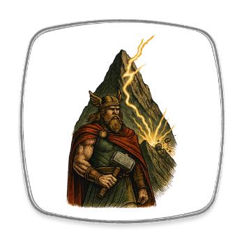 Nordischer Heldenhammer Thor - Viereckiger Kühlschrankmagnet - Weiß - Vorne
