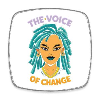 The Voice of Change – Empowerment Design - Square fridge magnet - white - Front