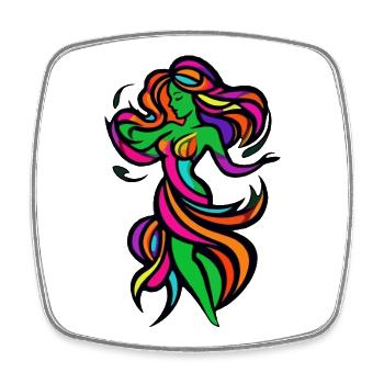 Colorful Woman Dancer in Flames - Square fridge magnet - white - Front