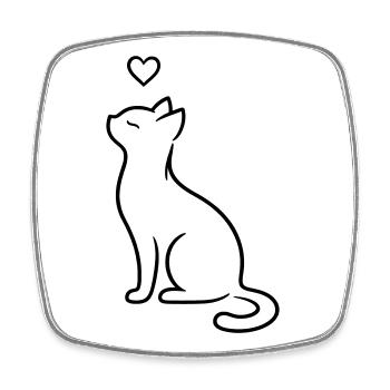 Elegant Sitting Cat with Heart | Minimal Love Art - Viereckiger Kühlschrankmagnet - Weiß - Vorne