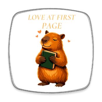 Amour à la première page : Amoureux du livre Capybara - Magnet carré - blanc - Devant