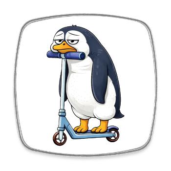 Süßer Pinguin Roller Scooter Einsam Langeweile - Viereckiger Kühlschrankmagnet - Weiß - Vorne