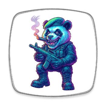 Mercenaire Panda Néon - Magnet carré - blanc - Devant