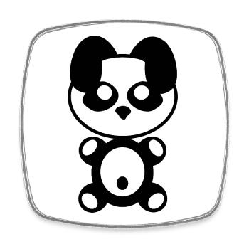 Plüschig: Pandy - Viereckiger Kühlschrankmagnet - Weiß - Vorne