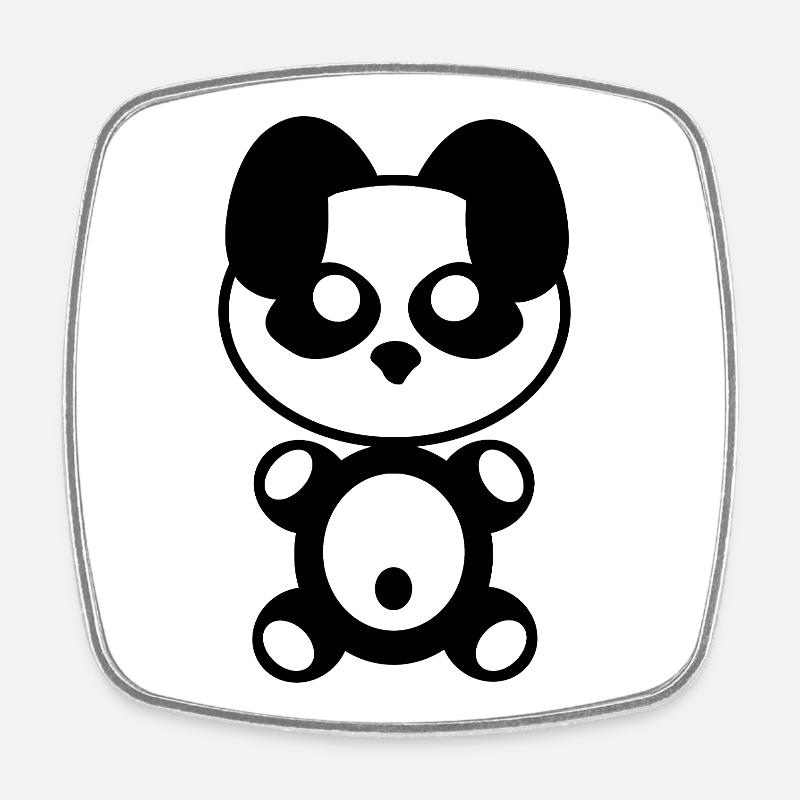 Plüschig: Pandy - Viereckiger Kühlschrankmagnet - Weiß