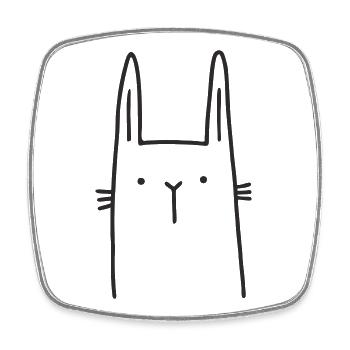 Scandi Rabbit – Minimalist Drawing in Nordic - Square fridge magnet - white - Front