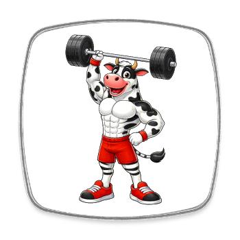 Entraînement musclé de cow avec haltères - Magnet carré - blanc - Devant