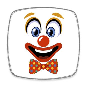 Clown face with colorful bowtie carnival - Square fridge magnet - white - Front