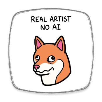 Un vrai artiste non généré par IA - Shiba Dog drôle - Magnet carré - blanc - Devant