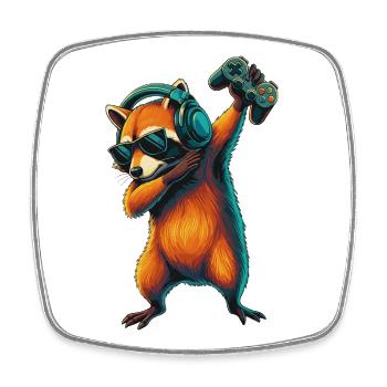 Gamer Waschbär Trash Panda Videospiele Kunst - Viereckiger Kühlschrankmagnet - Weiß - Vorne