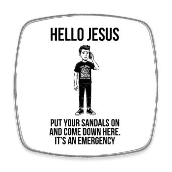 Bonjour Jésus - Dank Meme Sarcastique - Magnet carré - blanc - Devant