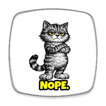 Nope. – Grumpy Katze (Chef Vibes) - Viereckiger Kühlschrankmagnet - Weiß - Vorne