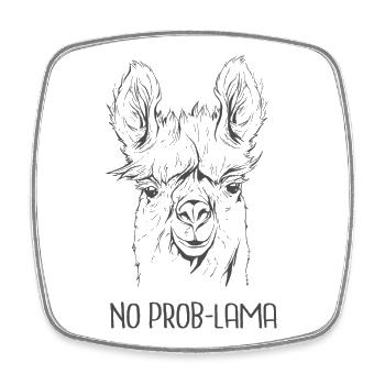 No Prob-Lama – Cooles Alpaka Lustiger Spruch - Viereckiger Kühlschrankmagnet - Weiß - Vorne