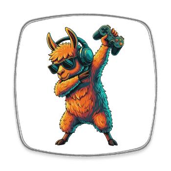 Gamer Llama Alpaca Videospielkunst - Viereckiger Kühlschrankmagnet - Weiß - Vorne