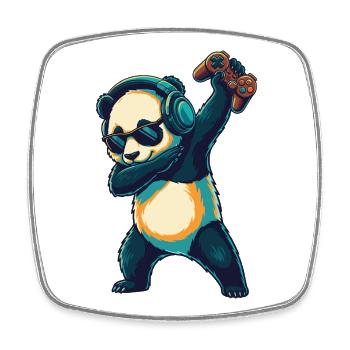 Joueur d’ours panda jouant à des jeux vidéo en art - Magnet carré - blanc - Devant