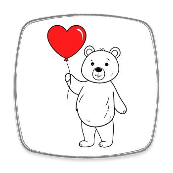 Bear with heart balloon - Square fridge magnet - white - Front