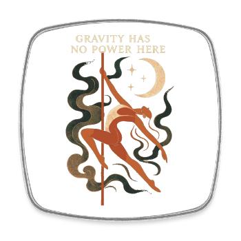 Floating Pole Dance Woman – Gravity has no power - Square fridge magnet - white - Front