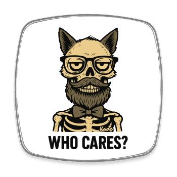 Totenkopf Katzen Mann mit Bart und Brille - Viereckiger Kühlschrankmagnet - Weiß - Vorne