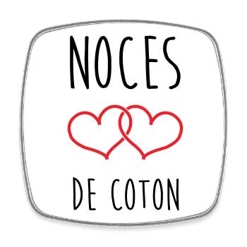 Cotton Wedding 1 Year Wedding - Square fridge magnet - white - Front