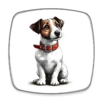 Jack Russel Terrier  - Viereckiger Kühlschrankmagnet - Weiß - Vorne